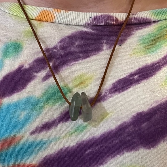 Double Fleurite on Leather Necklace - Picture 2 of 5